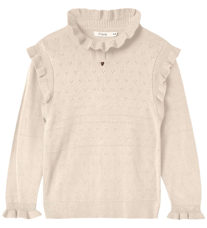 Fliink Bluse - Strik - Fame - Sandshell m. Hulmønster
