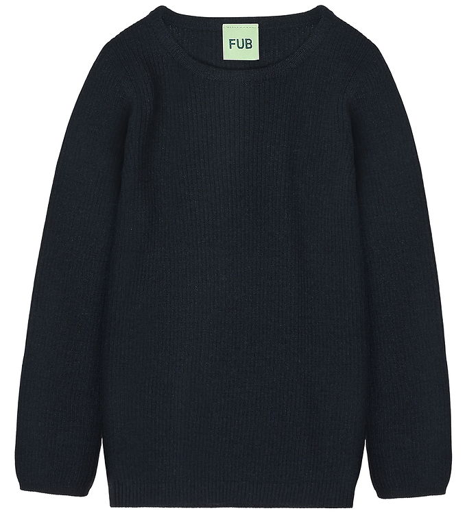 FUB Bluse - Rib - Strik - Uld - Dark Navy