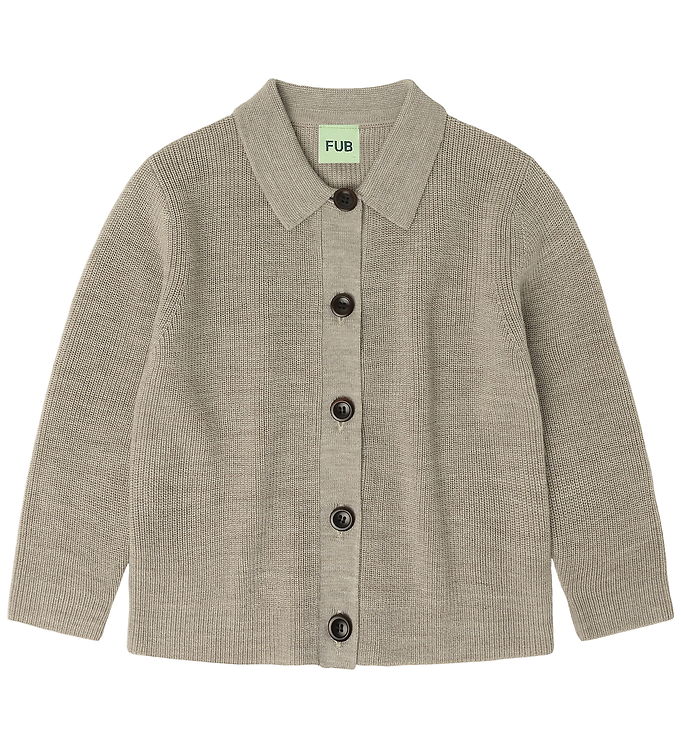 FUB Cardigan - Strik - Uld - Oat Melange