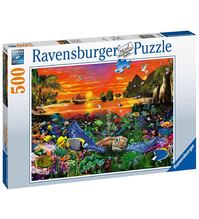 Ravensburger Puslespil - 500 Brikker - Turtle In The Reef