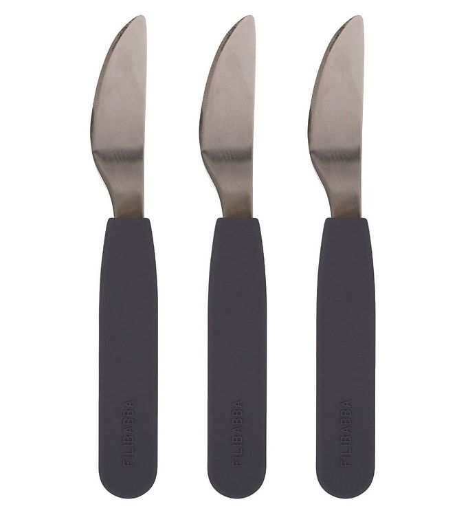 Image of Filibabba Knive - 3-pak - Silikone - Stone Grey - OneSize - Filibabba Børnebestik (214966-1065909)
