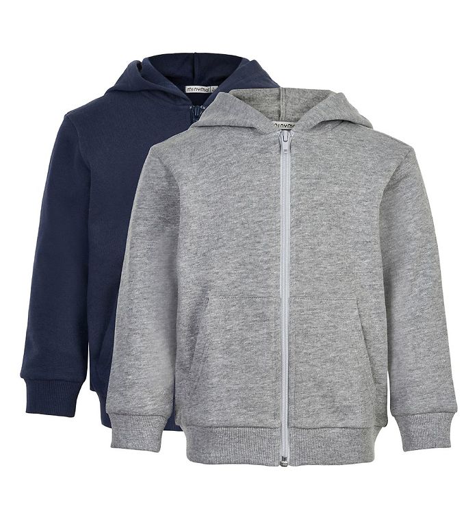 Image of Minymo Cardigan - 2-pak - Gråmeleret/Navy (215760-1069195)