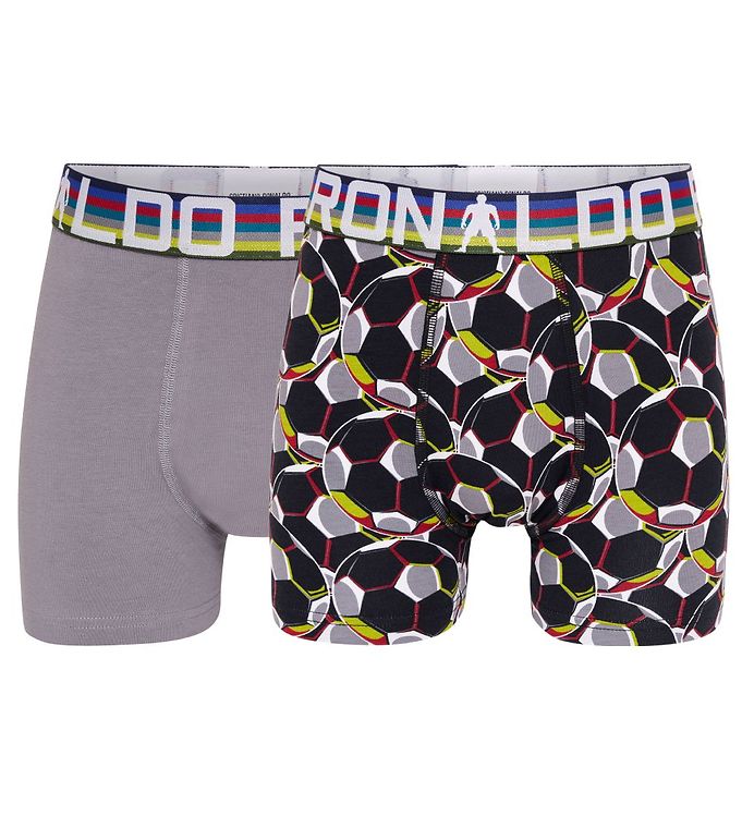 Ronaldo Boxershorts - 2-pak - Grå/Sort m. Mønster