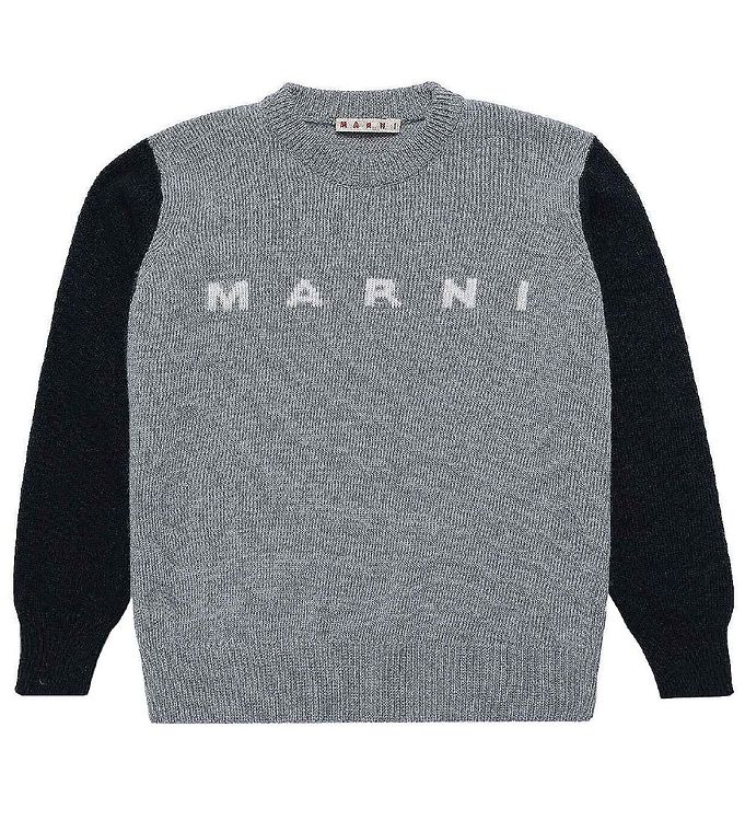 Image of Marni Bluse - Uld - Gråmeleret/Navy - 4 år (104) - Marni Bluse (222709-1097348)