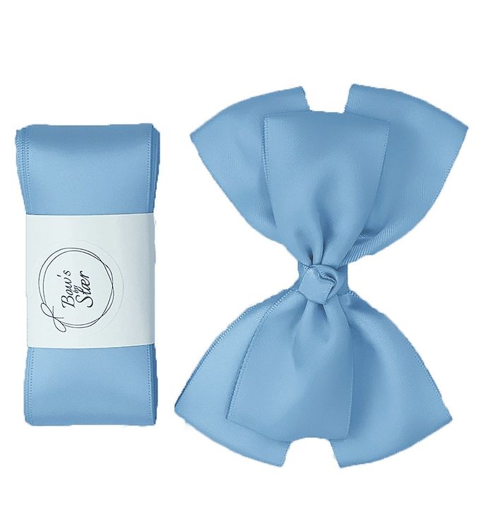 Bows By Stær Dåbsbånd m. Sløjfe - Satin - Double Bow - Lyseblå
