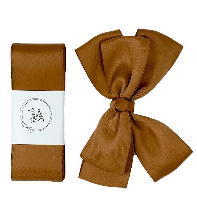 Bows By Stær Dåbsbånd m. Sløjfe - Satin - Double Bow - Golden Br