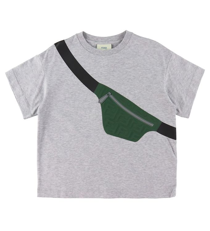 4: Fendi T-Shirt - Gråmeleret m. Tryk