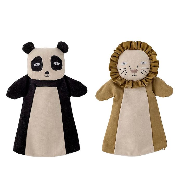 Bloomingville Hånddukke - 2-pak - 25 cm - Panda/Løve
