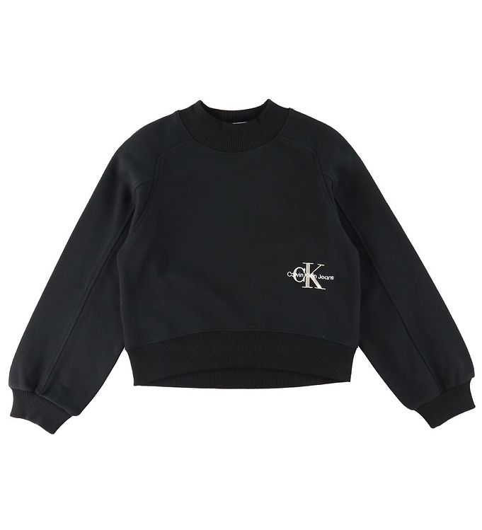 5: Calvin Klein Sweatshirt - Cropped - Monogram Off Placed - Sort