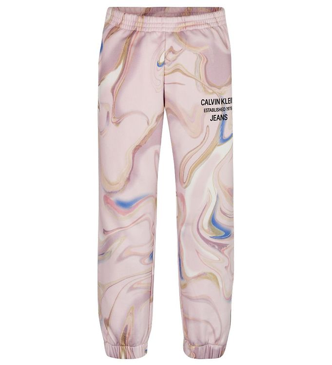 Image of Calvin Klein Sweatpants - Liquid Print - Pink Liquid Aop - 12 år (152) - Calvin Klein Bukser - Bomuld (240594-1999932)