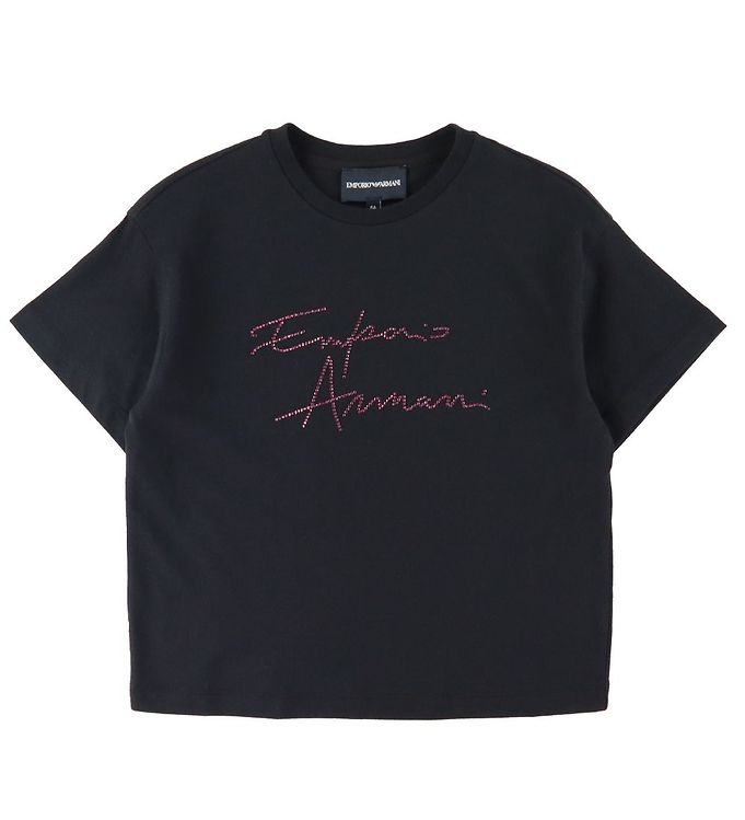6: Emporio Armani T-Shirt - Sort m. Pink/Similisten