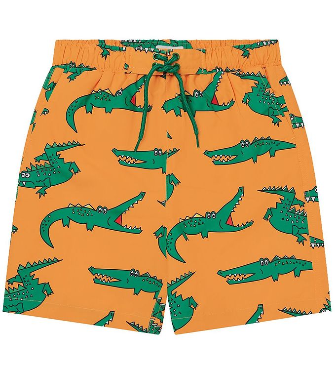 4: Stella McCartney Kids Badeshorts - Orange/Grøn m. Krokodiller