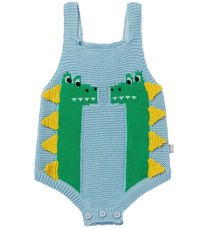 12: Stella McCartney Kids Body u/æ - Strik - Lyseblå m. Dinoer