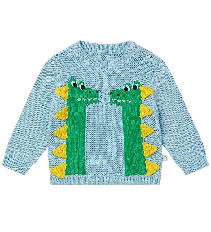 Stella McCartney Kids Bluse - Strik - Lyseblå m. Dinoer