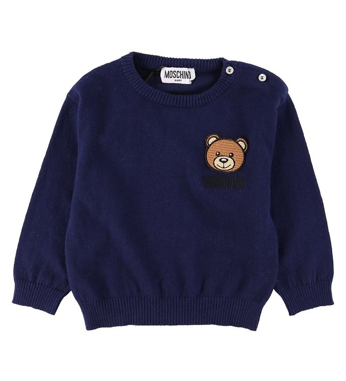 Image of Moschino Bluse - Strik - Blue Navy m. Bamse - 18-24 mdr - Moschino Bluse (242256-2307527)