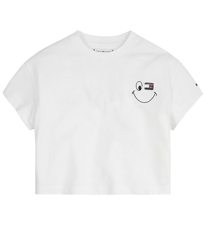6: Tommy Hilfiger T-Shirt - Sparkle Fun Flag - Hvid
