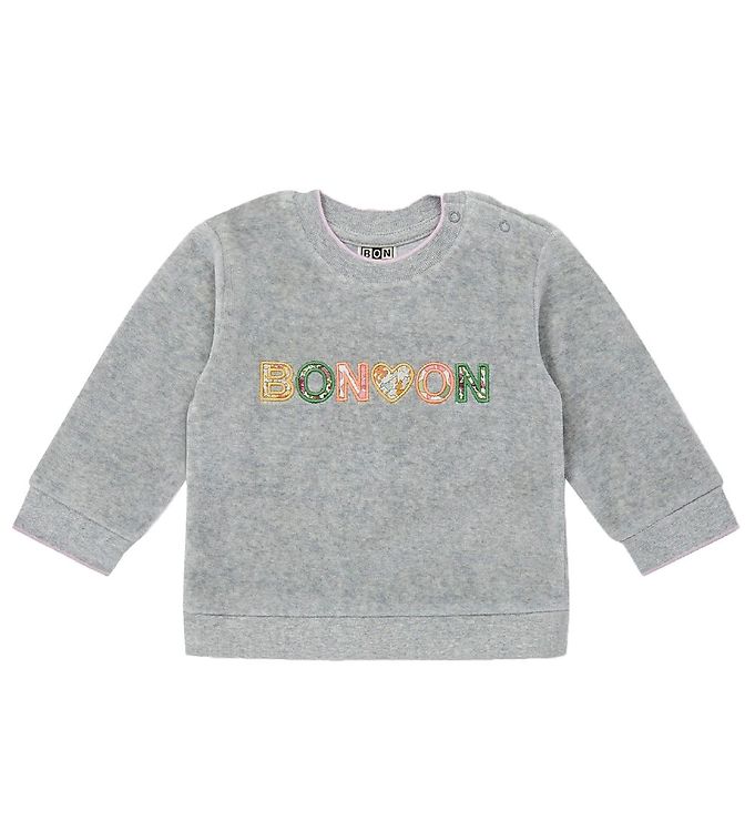 4: Bonton Sweatshirt - Velour - Grå Glans