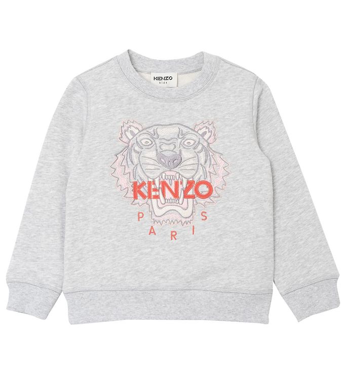 Kenzo Sweatshirt - Lysegråmeleret m. Tiger