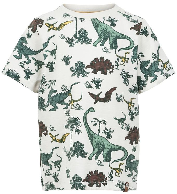 Minymo T-Shirt - Dinosaur - Birch