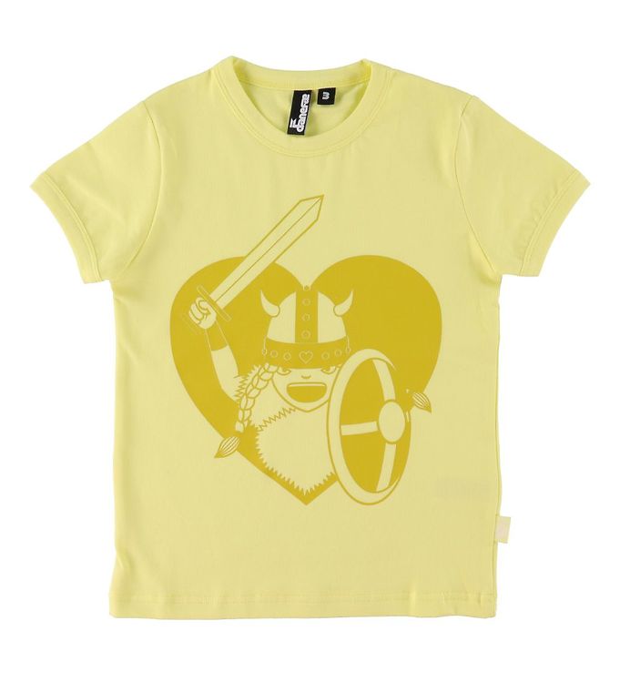 Danefæ T-shirt - Rainbow Ringer - Yellow m. Lille Warrior