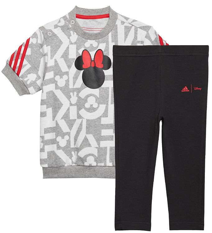 Image of adidas Performance Sommersæt - Disney Minnie Mouse - Grå/Hvid/So - 3 år (98) - adidas Performance T-Shirt (244567-2594691)