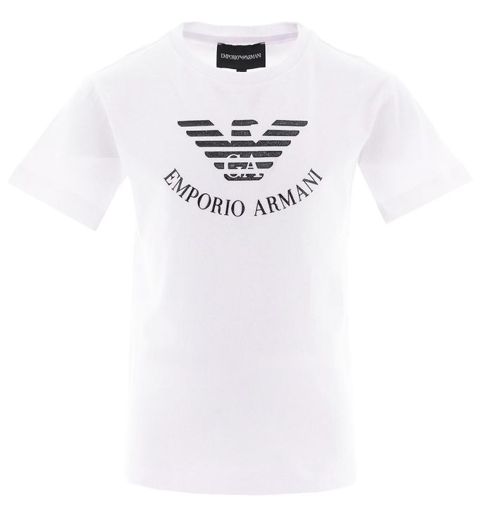 Emporio Armani T-shirt - Hvid/Sort m. Glimmer