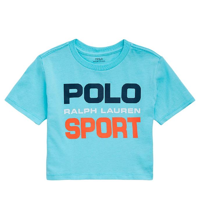 Polo Ralph Lauren T-shirt - Cropped - Polo Sport - Lyseblå m. Pr