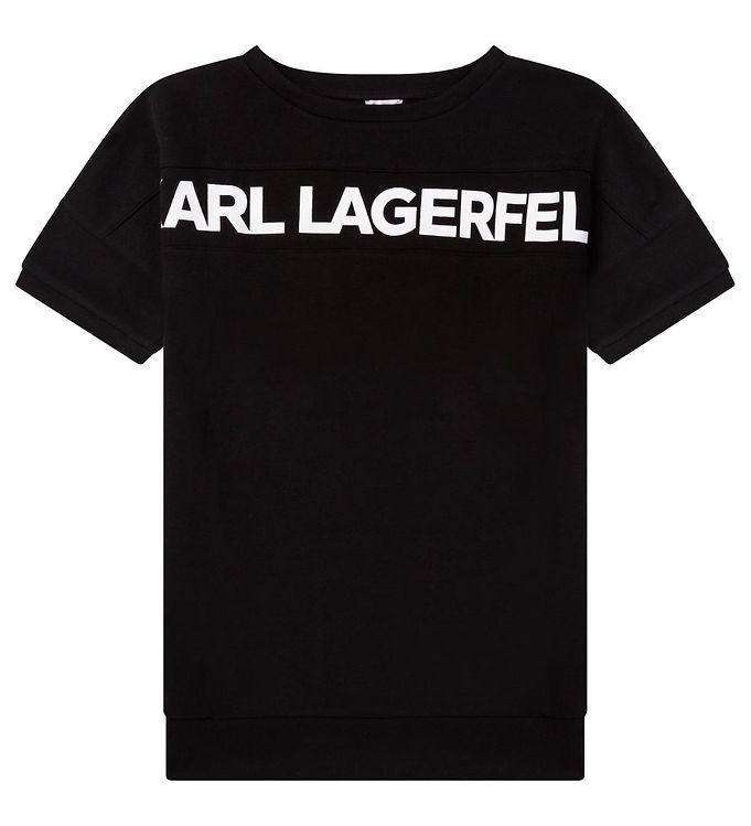 Karl Lagerfeld Kjole - Fire - Sort m. Tekst