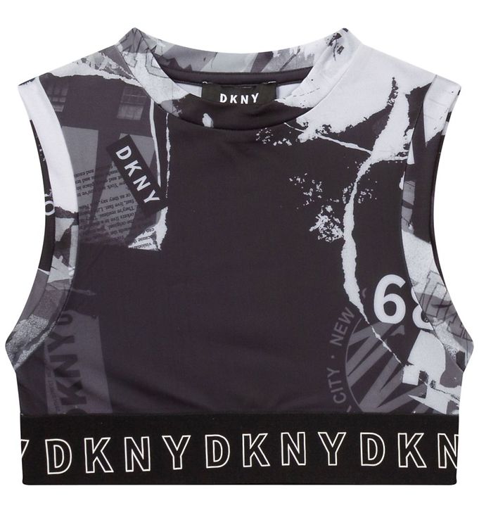 4: DKNY Top - Supper - Sort/Hvid m. Fotoprint