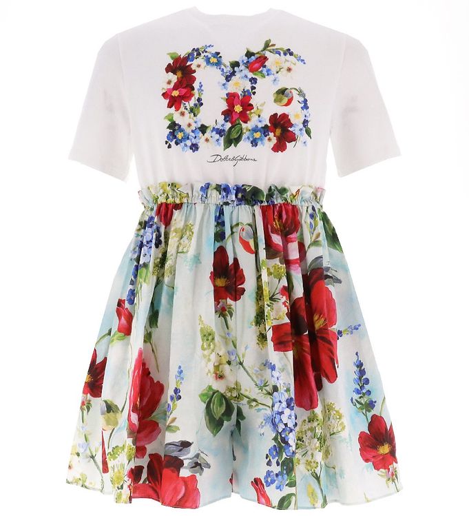 Dolce & Gabbana Kjole - - Hvid/Lyseblå Blomster