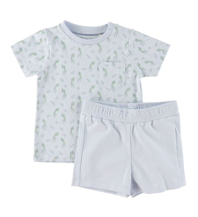 Image of FIxoni Sæt - T-Shirt/Shorts - Skywriting m. Drager - 50 - Fixoni T-Shirt (249487-2754224)