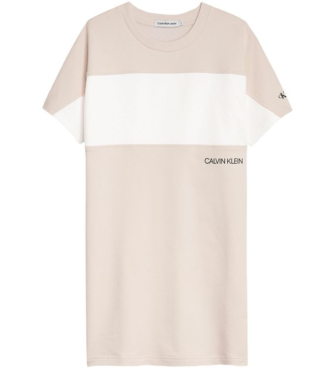 11: Calvin Klein Kjole - Colour Block - Eggshell