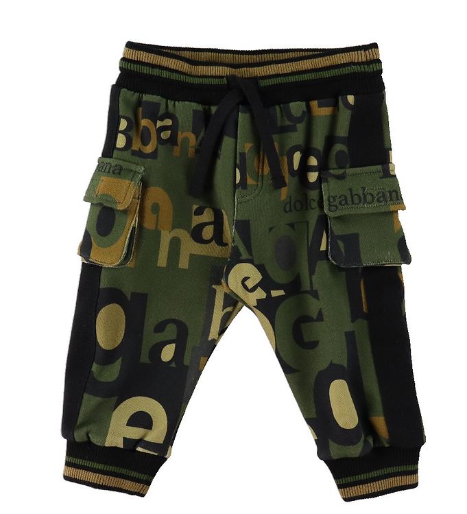 Image of Dolce & Gabbana Sweatpants - Reborn To Live - Armygrøn m. Print - 12-18 mdr - Dolce & Gabbana Bukser - Bomuld (249982-2778666)