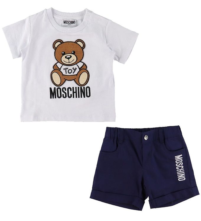 6: Moschino T-shirt/Shorts - Hvid/navy m. Print