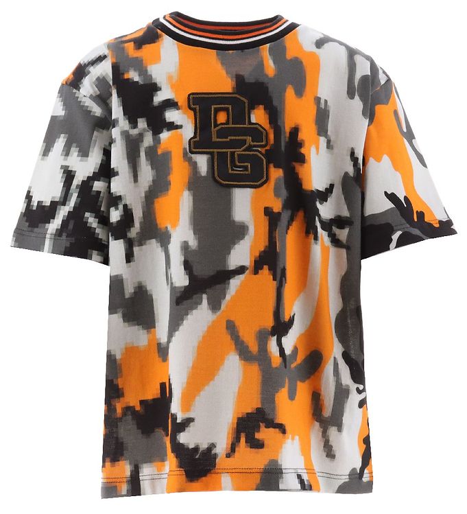 Dolce & Gabbana T-Shirt - Reborn To Live - Orange/Grå Camouflage