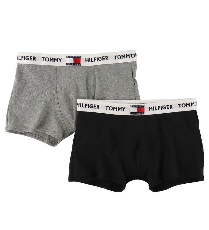 Image of Tommy Hilfiger Boxershorts - 2-Pak - Medium Grey Heather/Black - 8-10 år (128-140) - Tommy Hilfiger Boxershorts (253389-2878662)