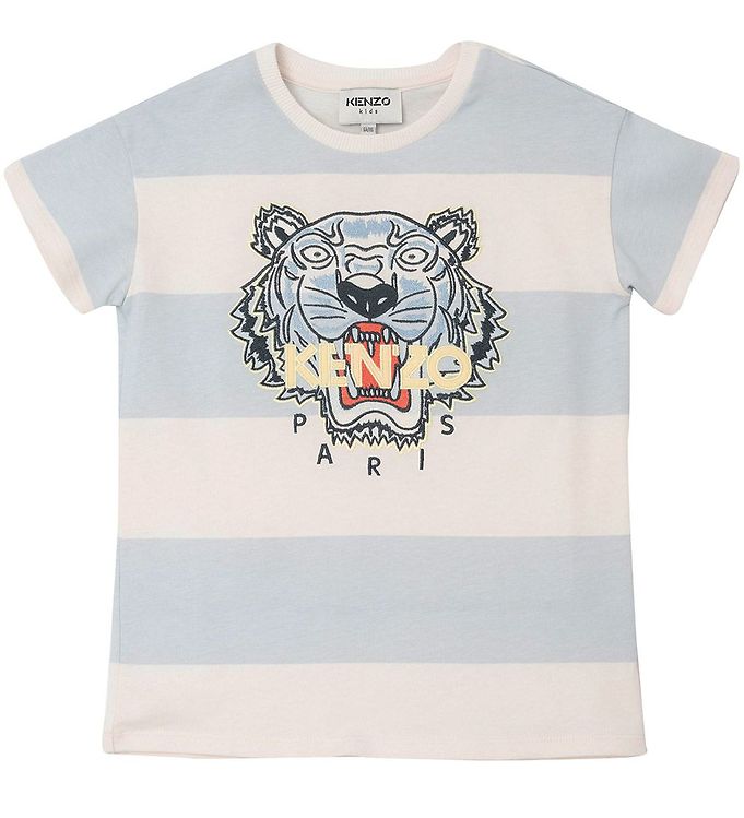 8: Kenzo T-shirt - Urban - Lyseblå/Hvidstribet m. Tiger