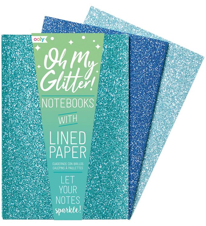 #3 - Ooly Notesbøger - 3-pak - Oh My Glitter! - Aquamarine/Sapphire