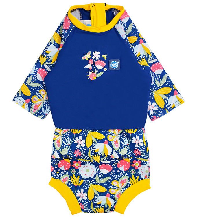 UV dragt m. blebadebukser fra Splash About - Happy Nappy Sunsuit - Garden Delight