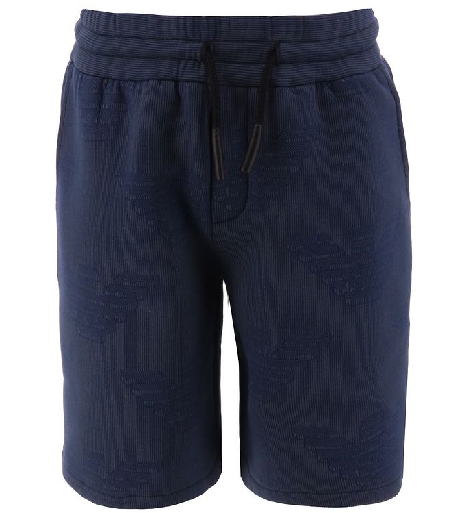 9: Emporio Armani Shorts - Navystribet m. Logoer