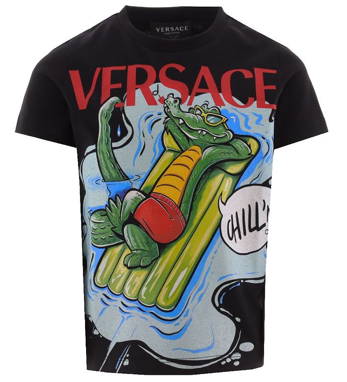 12: Versace T-shirt - Sort m. Krokodille