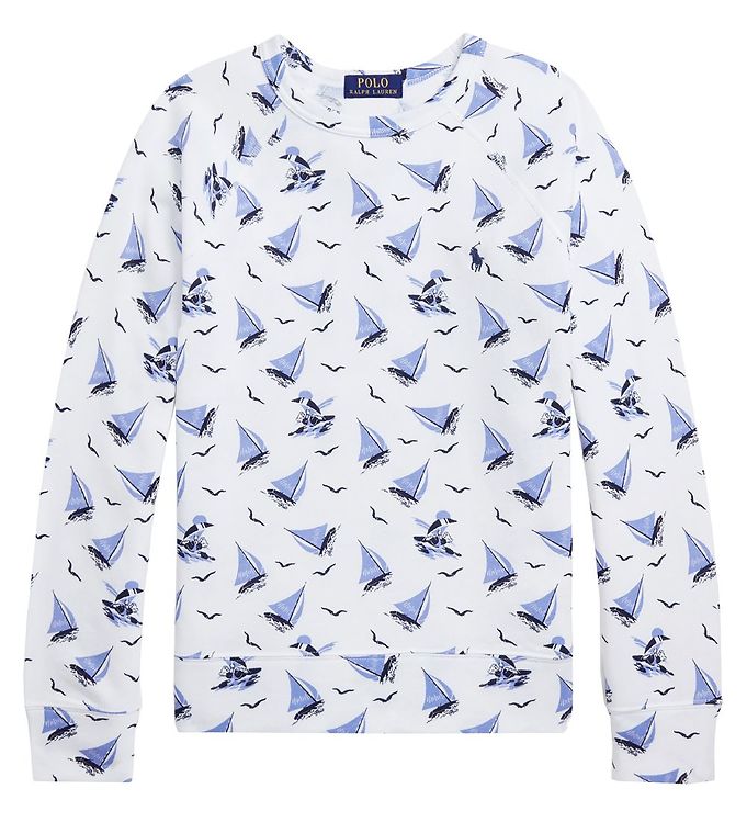 Polo Ralph Lauren Sweatshirt - Classics - Hvid/Blå m. Sejlskibe