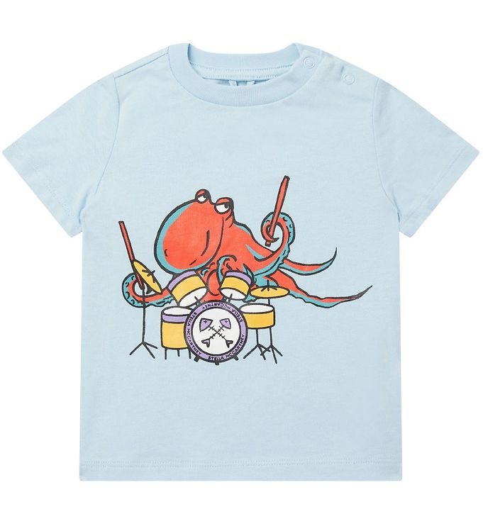 Stella McCartney Kids T-shirt - Lyseblå m. Blæksprutte