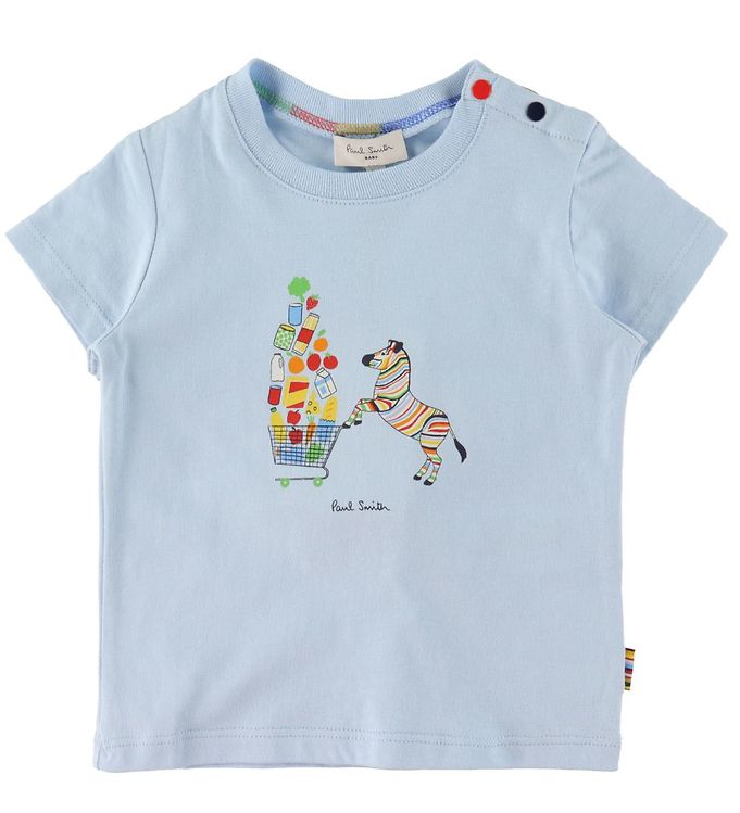 Image of Paul Smith Baby T-shirt - Lyseblå m. Print - 1 år (80) - Paul Smith T-Shirt (258772-3050004)