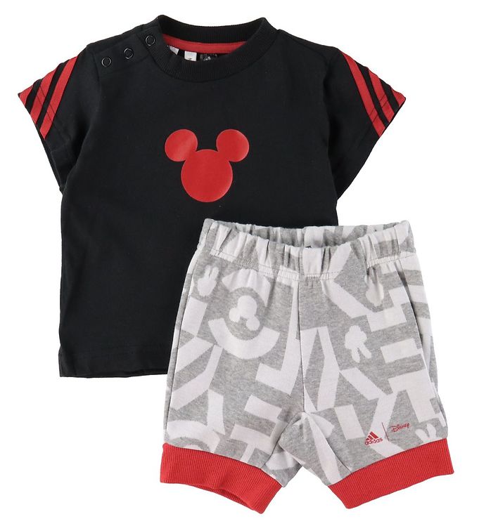 Image of adidas Performance Shortssæt - Disney Mickey Mouse - Sort/Rød - 1 år (80) - adidas Performance T-Shirt (263428-3414744)