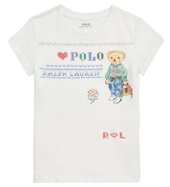 Image of Polo Ralph Lauren T-shirt - Bedford - Hvid m. m. Print - 3 år (98) - Ralph Lauren T-Shirt (264223-3426115)