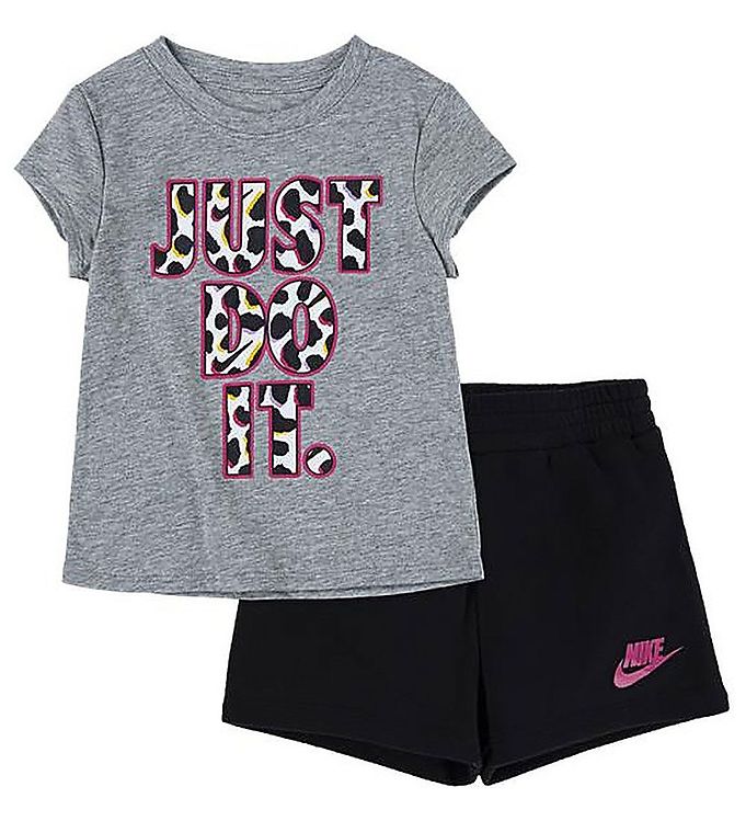#3 - Nike Shortssæt - T-shirt/Shorts - On The Spot - Sort/Grå