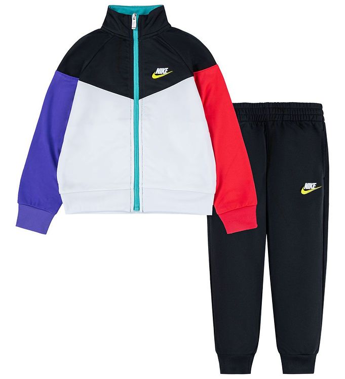 Nike Træningssæt - Cardigan/Bukser - Blocked - Sort/Multifarvet