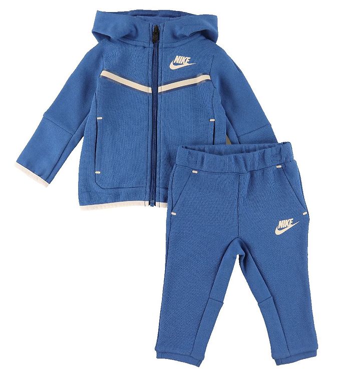 Nike Træningssæt - Cardigan/Bukser - Blocked - Marina Blue