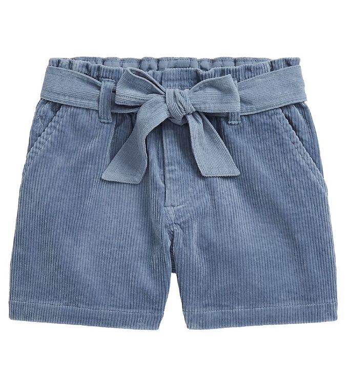 12: Polo Ralph Lauren Shorts - Fløjl - Bedford - Blå m. Sløjfe